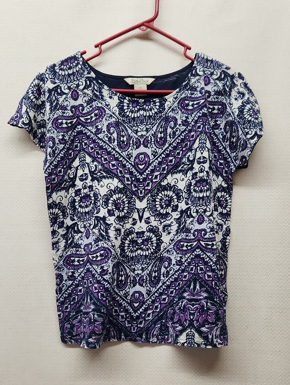 Lucky Brand Purple & Navy Paisley Short Sleeve Tee